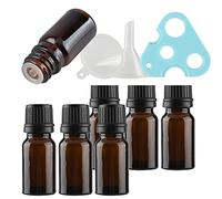 TIANZD 6Pcs 10ml Empty Amber Essential Oil Bottles with Dropper Black Tamper Evident Screw Cap Glass Vial for Cosmetic Essential Oils Chemistry Lab Chemicals Colognes Perfume Aromatherapy