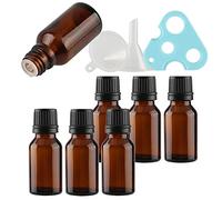 TIANZD 6Pcs 15ml Empty Amber Essential Oil Bottles with Dropper Black Tamper Evident Screw Cap Glass Vial for Cosmetic Essential Oils Chemistry Lab Chemicals Colognes Perfume Aromatherapy