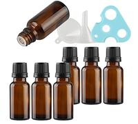 TIANZD 6Pcs 20ml Empty Amber Essential Oil Bottles with Dropper Black Tamper Evident Screw Cap Glass Vial for Cosmetic Essential Oils Chemistry Lab Chemicals Colognes Perfume Aromatherapy