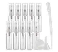 TIANZD Pack of 10 Empty 5ml Clear Transparent Glass Fine Mist Pump Spray Bottles Travel Mini Portable Spray Perfume Cosmetic Containers Sample Vials Refillable with Funnel and Dropper