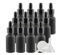 TIANZD Pack of 12, Empty 20ml Frosted Black Glass Dropper Bottles with Glass Pipette Dropper, Small Dropper Bottles with Black Metal Cap for Essential Oil Aromatherapy Blends Vials
