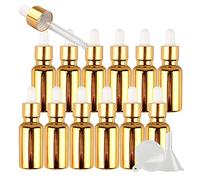 TIANZD Pack of 12, Empty 20ml Gold Glass Dropper Bottles with Glass Pipette Dropper, Small Dropper Bottles with Gold Metal Cap for Essential Oil Aromatherapy Blends Vials
