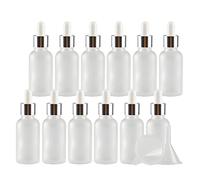 TIANZD Pack of 12, Empty 30ml Frosted Clear Glass Dropper Bottles with Glass Pipette Dropper, Small Dropper Bottles with Silver Metal Cap for Essential Oil Aromatherapy Blends Vials