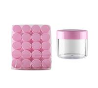 TIANZD Pack of 20 Empty 20 g Small Round Transparent Acrylic Jars with Pink Screw Cap 20 ml Sample Storage Pots Plastic Cosmetic Jar for Nail Art Lip Blam Cream