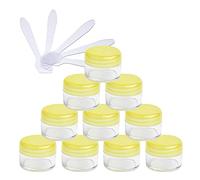 TIANZD Pack of 20 Empty 20 g Transparent Acrylic Jars with Yellow Screw Cap 20 ml Small Round Plastic Sample Storage Pots Cosmetic Jar for Nail Art Lip Blam Cream
