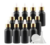 TIANZD Pack of 24, Empty 30ml Frosted Black Glass Dropper Bottles with Glass Pipette Dropper, Small Dropper Bottles with Gold Metal Cap for Essential Oil Aromatherapy Blends Vials
