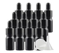 TIANZD Pack of 24, Empty 5ml Gloss Black Glass Dropper Bottles with Glass Pipette Dropper, Small Dropper Bottles with Black Metal Cap for Essential Oil Aromatherapy Blends Vials