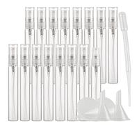 TIANZD Pack of 50 Empty 10ml Clear Transparent Glass Fine Mist Pump Spray Bottles Travel Mini Portable Spray Perfume Cosmetic Containers Sample Vials Refillable with Funnel and Dropper