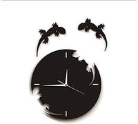 TIANZly Abstract Wall Art Geckos Escape from The Clock Gecko Wall Clock Salamander Gecko Lizard Silhouette Reptile Designed Wall Clock