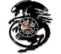 TIANZly Wall clock alien wall clock horror movie vintage mural vinyl record clock saucer men mute wall clock game player gift