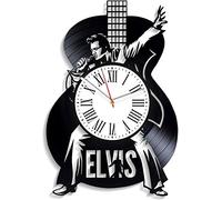 TIANZly Woman's Birthday Elvis Presley Living Room Exclusive Decoration King of Rock Wall Clock Elvis Presley Wall Clock Modern Rock Music Retro Vinyl Record