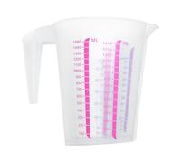 TiaoBug 1500ML Clear Plastic Mixing Pitcher Graduated Liquid and Dry Measuring Cup with Handle and Spout Kitchen Measuring Jug Clear Red 1500ML