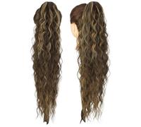 TiaoBug 1Pc Long Corn Shaped Ponytail Extension for Women Girls Synthetic Hair Clip Water Wave Curly Hairstyle Accessory Brown One Size