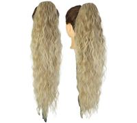 TiaoBug 1Pc Long Corn Shaped Ponytail Extension for Women Girls Synthetic Hair Clip Water Wave Curly Hairstyle Accessory Red One Size