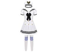 TiaoBug 3PCS Kids Girls Sailor Uniform Costume School Chorus Stage Performance Dancewear Outfit Black& White 3-4 Years