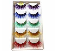 TiaoBug 5 Pairs Colorful False Eyelashes Long Wispy Fake Lashes Transparent Band Lightweight Comfortable For Daily And Halloween Mixed Color One Size