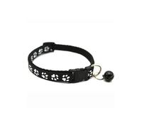 TiaoBug Adjustable Cat Collar with Bell Breathable Paw Print Breakaway Pet Collars for Kittens Small Dogs Black One Size