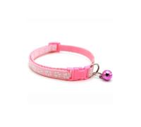 TiaoBug Adjustable Cat Collar with Bell Breathable Paw Print Breakaway Pet Collars for Kittens Small Dogs Pink One Size