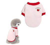 TiaoBug Adorable Pet Fleece Sweater with Ribbed Details Embroidered Hearts Two-Leg Outfit for Winter Comfort Dog Cat Apparel Pink XXL