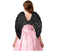 TiaoBug Adult Angel Wings Costume Accessory Faux Feather Wing for Halloween Cosplay Photography Black One Size