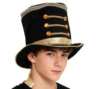 TiaoBug Adults Deluxe Ringmaster Top Hat Circus Coachman Hats for Halloween Carnival Party Black One Size