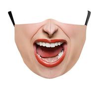 TiaoBug Adults Face Mask Washable Reusable Breathable Mouth Cover Funny Expression Mouth Masks Type A One Size