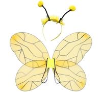 TiaoBug Adults Kids Bee Cosplay Wings with Headband and Fairy Stick Fancy Dress Butterfly Wing Halloween Birthday Party Favor Type M-6 One Size