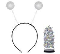 TiaoBug Alien Headband with Glitter Halloween Christmas Head Boppers Antenna Hairband Costume Accessory Silver One Size