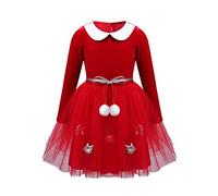 TiaoBug Baby Girls Mrs Claus Costume Kids Miss Santas Cosplay Christmas Birthday Party Princess Dress Outfit Red 5-6 Years