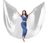TiaoBug Belly Dance Wings Angle Dancing Wing without Sticks for Adult Christmas Halloween Party Adult Silver One Size
