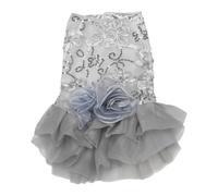 TiaoBug Bling Dog Dress Puppy Luxury Princess Wedding Dress Shiny Pet Tutu Dress Summer Pet Clothes for Small Dogs Grey S