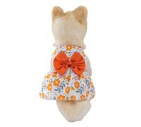 TiaoBug Bowknot Dog Dress Puppy Sundress Sleeveless Print Puppy Dresses Pet Summer Clothes for Small Dogs Girl Cat Orange M
