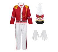 TiaoBug Boys Girls Halloween Marching Band Costume Halloween Fancy Dress 2 Piece Circle Ringmaster Pants Or Skirts Set Red A 11-12 Years