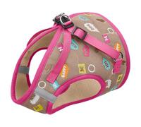 TiaoBug Breathable Mesh Dog Harness Reflective Strips Puppy Vest with Leash Escape-Proof Adjustable Pet Harness Brown S