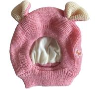 TiaoBug Calming Dog Ear Cover Noise Reducing Knitted Hood for Anxious Pets Soft Ear Warmer Snood for Small Medium Dogs Pink One Size