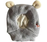 TiaoBug Calming Dog Ear Cover Noise Reducing Knitted Hood for Anxious Pets Soft Ear Warmer Snood for Small Medium Dogs Grey One Size