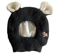 TiaoBug Calming Dog Ear Cover Noise Reducing Knitted Hood for Anxious Pets Soft Ear Warmer Snood for Small Medium Dogs Black One Size