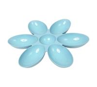 TiaoBug Cat Dishes for Food and Water 6 Compartment Flower Petal Shaped Bowl Non-Tip Multi-Cat Feeder Durable Plastic Slow Feeder Blue One Size