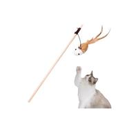 TiaoBug Cat Teasing Wand with Replaceable Toys Interactive Wooden Stick for Indoor Cats Hanging Mouse/Fish/Ball B Mouse One Size