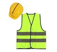 TiaoBug Children Kids Pretend Role Play Simulation Engineering Hat Safety Reflective Engineering Vest Parent-Child Interactive Game Vest & Hat One Size