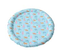 TiaoBug Circular Pet Cooling Mat with Soft Gel Filler Waterproof Dog Cat Ice Pad for Hot Weather Durable Washable Design Blue Elephant 50cm