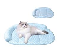 TiaoBug Cooling Dog Bed Ice Silk Cooling Mat for Dogs Non-Slip Machine Washable Design Summer Comfort Mat for Small to Large Pets Light Blue L