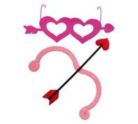 TiaoBug Cupid Mini Bow Arrow Set with Heart Shape Glasses for Halloween Party Performance Supplies Pink Hot Pink One Size