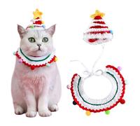 TiaoBug Dog Cat Christmas Cosplay Set Santa Hat and Scarf Bandana Holiday Festival Party Outfit for Pet Red S