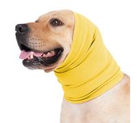 TiaoBug Dog Ear Wrap Cover Calming Hoodie for Anxious Pets During Bath Drying Grooming Soft Elastic Head Snood Yellow S