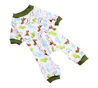 TiaoBug Dog Pajamas Set Cute Print Lightweight Summer Pet Jumpsuit 4 Leg Soft Stretchy PJS for Small Medium Dogs Cats Dinosaur L