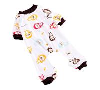TiaoBug Dog Pajamas Set Cute Print Lightweight Summer Pet Jumpsuit 4 Leg Soft Stretchy PJS for Small Medium Dogs Cats Brown&Monkey XS
