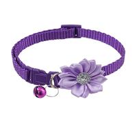 TiaoBug Fancy Bling Cat Collar with Floral Rhinestones and Bell Breakaway Safety Collar for Kittens Small Dogs Purple One Size