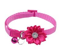 TiaoBug Fancy Bling Cat Collar with Floral Rhinestones and Bell Breakaway Safety Collar for Kittens Small Dogs Hot Pink One Size