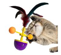 TiaoBug Feather Cat Toy with Tumbling Ball and Scratching Fun Interactive Teaser for Playful Kittens Durable Roller Toy Type A One Size